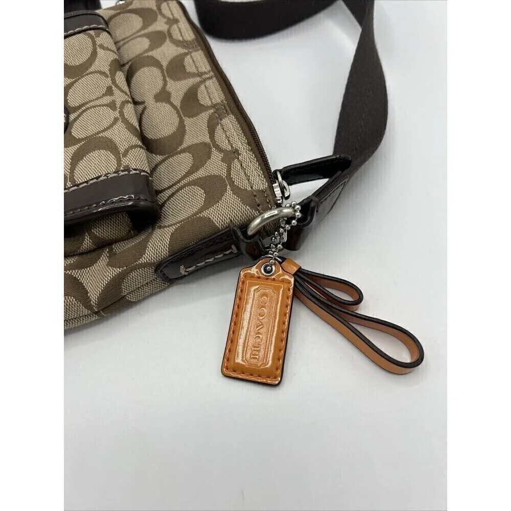 COACH Signature C Jacquard PARK Swingpack Crossbody  F49148 Khaki Mahogany